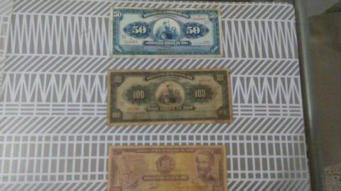 Billetes de: 50100 y 200 Soles de Oro Peruanos del año 1965 1965 1974