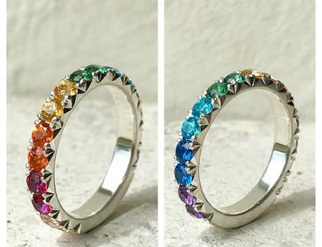 Anillo de Plata 950 con zircones de colores