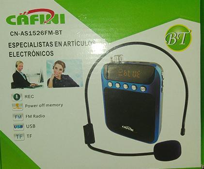 CAFINI MINIAMPLIFICADOR VOZ PORTATIL RECARGABLE MICROFONO VINCHA GRABADORA USB SD RADIO FM BLUETOOTH