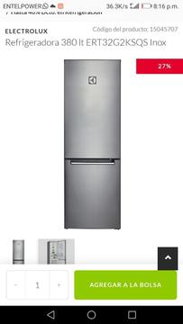 Refrigeradora Electrolux 380lt