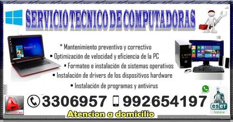 Servicio Tecnico Laptop Computadoras Programas Mantenimiento Formateo Antivirus Soporte Programas a Domicilio Todo