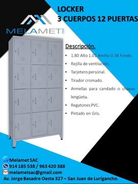 Casillero Metalico Locker 12 Puertas