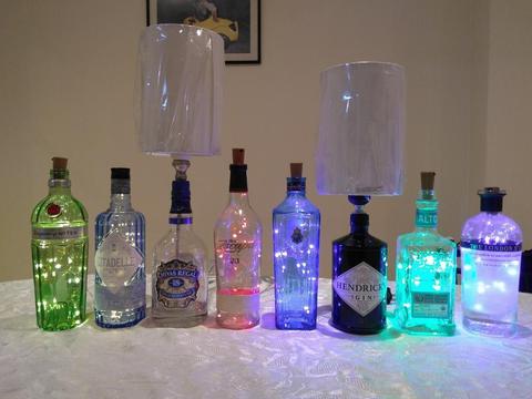 Lamparas Led Hechas de Botellas de Whisk