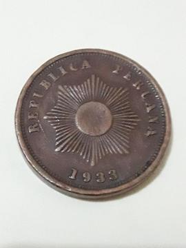 Moneda Peruana 1933 Dos Centavos