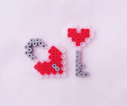 Hama Beads Candado Con Llave De Corazón San Valentin más regalo