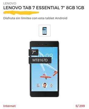 Vendo Tablet Lenovo Tab7 Essential Nuevo