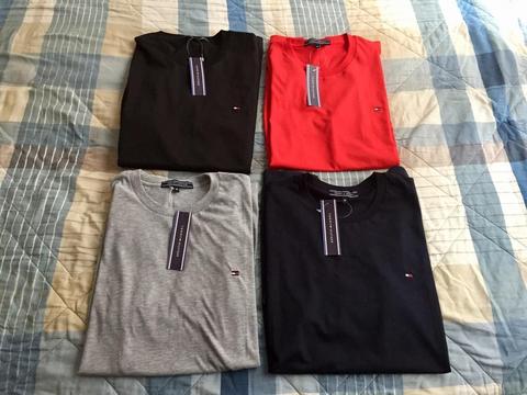 Polos Tommy Hilfiger Cuello Redondo Talla M Rojo Plomo Claro Negro Azul 60 Soles Cada Uno