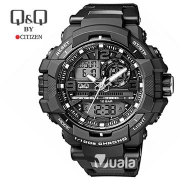 Reloj Deportivo Q Q GW86J Negro Dorado Acuático