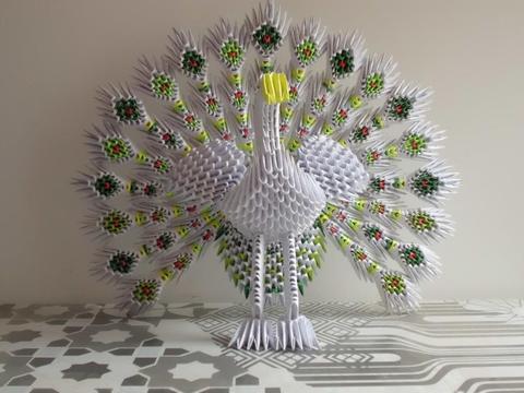 Origami 3d, Pavo Real, Hecho a Mano