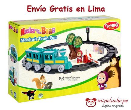 Masha Y El Oso, Tren Bloques Para Armar Lego Marca Playbig Original
