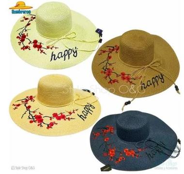 Sombreros Bordado Con Frase Happy Y Flores