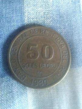 Moneda 50 Soles Peruana de Oro del Año 1944