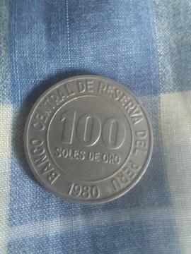 Moneda 100 Soles Peruana de Oro del año 1980
