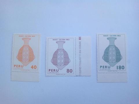 Estampillas del Peru 1982 Huaco Cultura Inca Serie Completa original