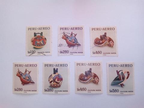 Estampillas del Peru 1968 Cultura Nazca serie Completa Original