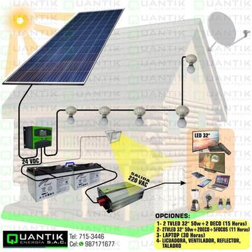 Panel Solar 300 Watts, sistema Completo 2bateríasinversor 2000W, Regulador 30A, 5 Focos