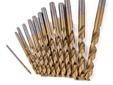 Brocas 13 unids / set Mini Twist Drill Bit HSS titanium recubierto conjunto de brocas de carpintería 1.5-6.5 mm
