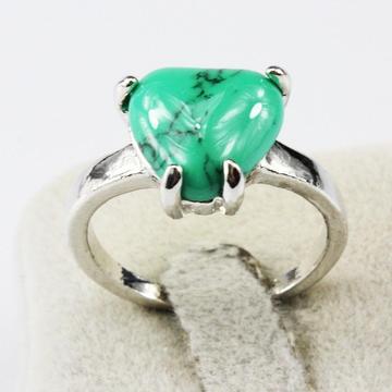 Anillo Gema Turquesa Verde Corazon Plata 925 Preciosa T 6 7