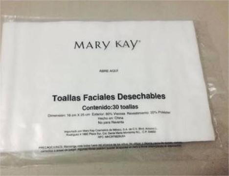 TOALLAS DESECHABLES MARY KAY PAQUETE DE 30 UNIDADES