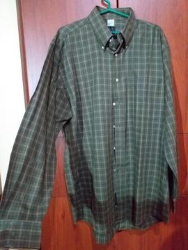 Camisa Hombre a Rayas Verde Militar Xl