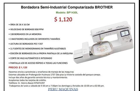 Bordadora Computarizada Brother Bp1430l