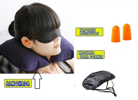 Kit 3 en 1 para Dormir Almohada tapones de oido antifaz