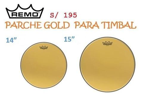 Parches para timbal Remo Ebony y gold
