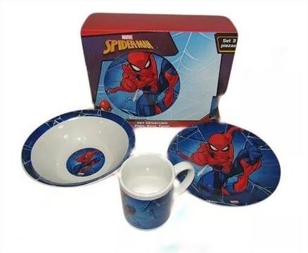 Set De Vajilla 3 Piezas Desayuno Spider-man Niños Regalos