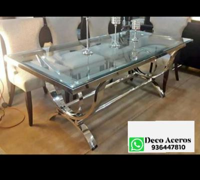 Mesa de Comedor de Acero Brillante