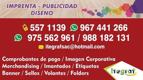 IMPRENTA ! VOLANTES, COMPROBANTES, PAPELERIA CORPORATIVA, LETREROS, SELLOS ENVIO A DOMICILIO