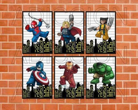 Cuadros Decorativos Spiderman Thor Cap America Iron Man Hulk Wolverine