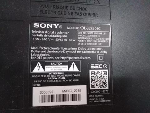 Televisor Sony Bravia 32' Pantalla Rota