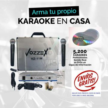 2 Microfonos Vozzex karaoke Profesional 5200 Karaokes 40 GB de información, Envío Gratis