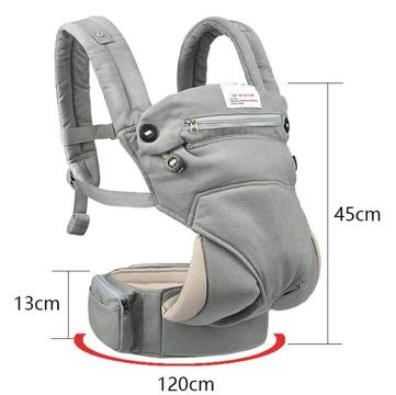 mochila Porta bebé 360 ergonómico gris con bolsillo canguro