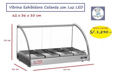 Vitrina Exhibidora Caliente 4 bandejas LED
