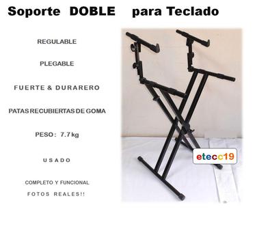 Soporte Teclado Doble - 2 Teclados - peso 7.7 KG
