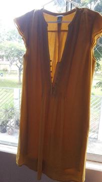 Vestido Corto Mostaza .h&m. Talla Xs