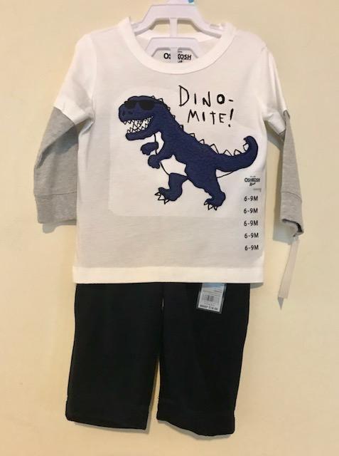 Polo dinosaurio y pantalon talla: 6-9 meses Carter's Traido de USA