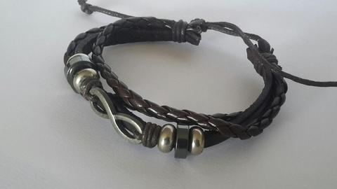 Brazalete, Pulsera Cuero Y Metal Hombre