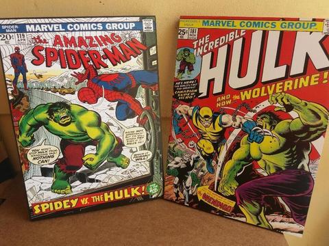 Cuadros Comics Hulk Spiderman Wolverin