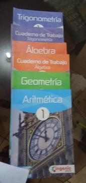 PACK DE LIBROS DE EDITORIAL INGENIO 1RO DE SECUNDARIA: GEOMETRÍA, ARITMETICA, TRIGONOMETRÍA Y ALGEBRA