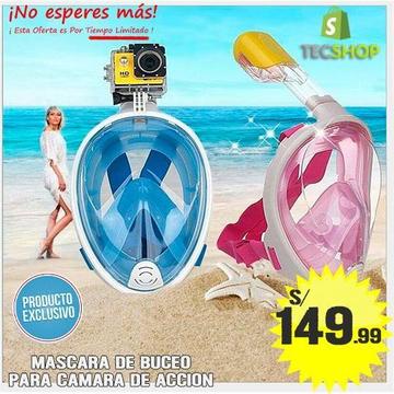 MASCARA DE BUCEO SNORKEL GOPRO CAMARAS DE ACCIÓN