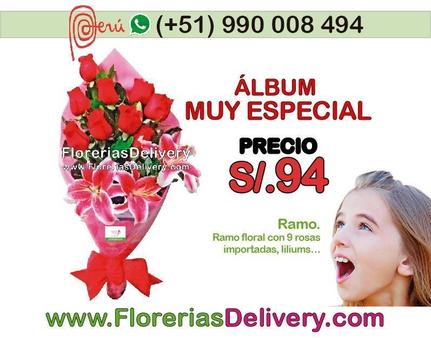 Ramo floral con 9 rosas importadas y liliums...Código: OLX M R.A.-0006