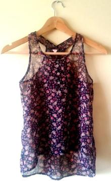 VENDO BLUSA DE GASA CON ESTAMPADO DE FLORES PARA NIÑA, MARCA: ELEVEN ELV!