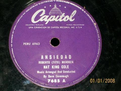 Nat King Cole Ansiedad Disco Carbon 78rpm