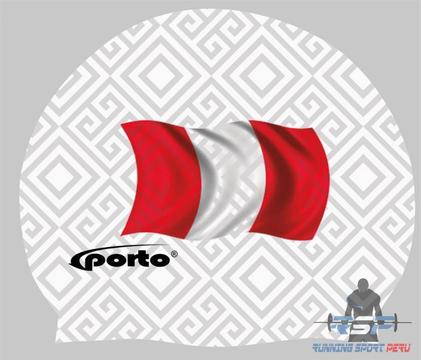 Gorro natación marca Porto Logo bandera del Perú Running Sport Perú