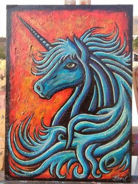 Pintura Unicornio Al Oleo