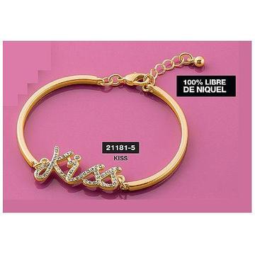 HERMOSA Pulsera Kiss Baño Oro Brillante Avon Nuevo Caja Sellada