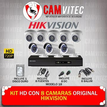 Kit HD con 8 Cámaras Original Hikvision