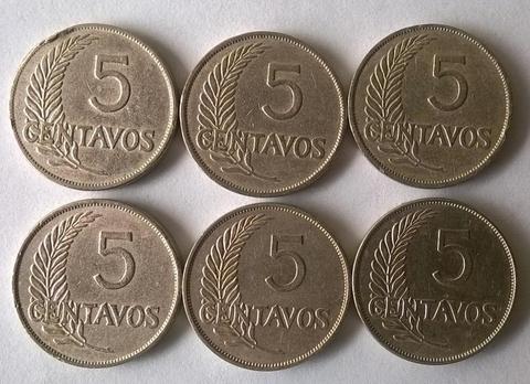 Monedas 5 Centavos Serie 1934 1941 Perú